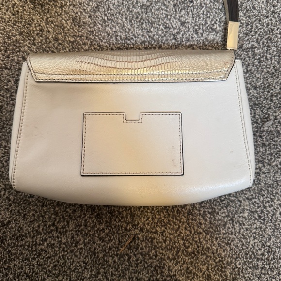 Kate Spade New York Cream Ivory Leather Clutch Gold Lizard Embossed Flap Bag - Picture 4 of 10